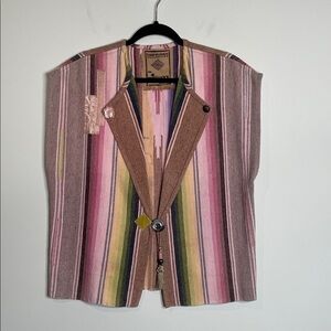 Karen Wilkinson | Women’s Santa Fe Serape Wool Art to Wear Vest Floral Details